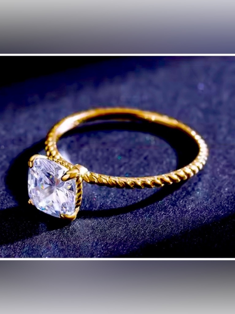 S925 silver plated gold Twisted Band Ring with Zircon